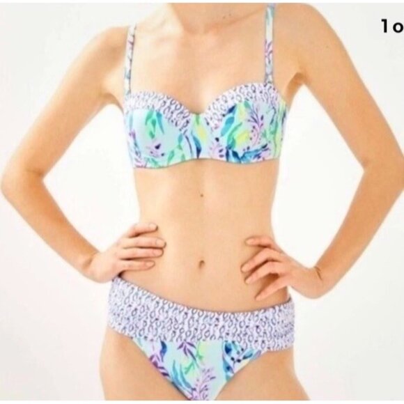 Lilly Pulitzer Other - Lilly Pulitzer Bikini Leven Swim Top Size 12 Blue Oasis Swim Shady Convertible